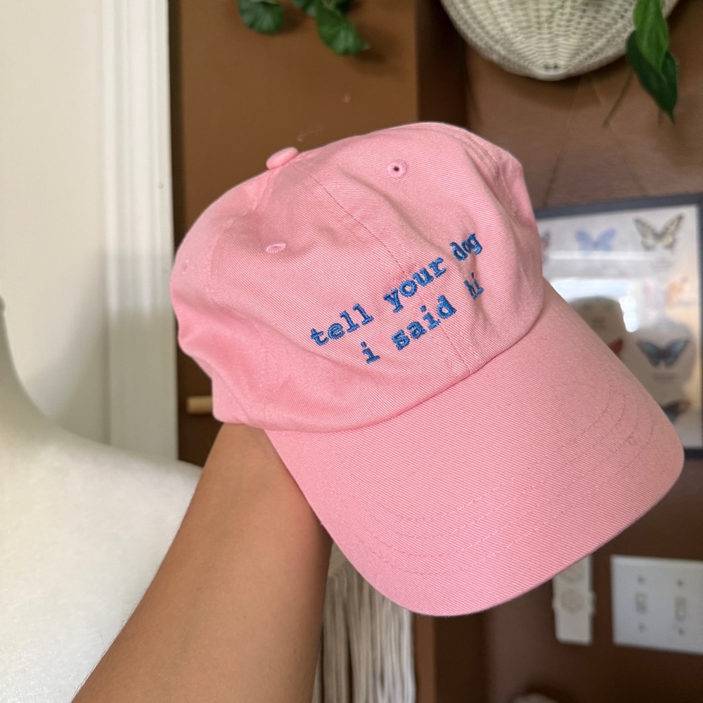 NWOT "Tell Your Dog I Said Hi" Pink and Blue Hat - Picture 5 of 6